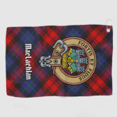 Clan MacLachlan Wappen über Tartan Golfhandtuch (Horizontal)