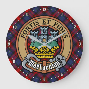 Clan MacLachlan Wappen über Tartan Große Wanduhr