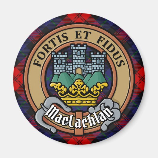 Clan MacLachlan Wappen über Tartan Magnet (Vorne)