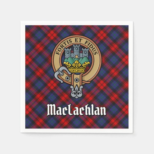 Clan MacLachlan Wappen über Tartan Serviette (Vorderseite)
