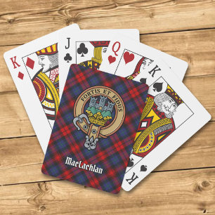 Clan MacLachlan Wappen über Tartan Spielkarten
