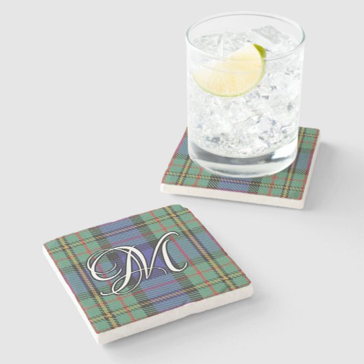 Clan MacLaren Tartan Custom Monogram Steinuntersetzer (Seitenansicht)