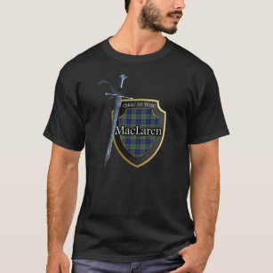 Clan MacLaren Tartan-schottisches Schild u. Klinge T-Shirt