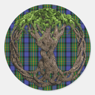 Clan MacLaren Tartan und keltischer Baum des Leben Runder Aufkleber