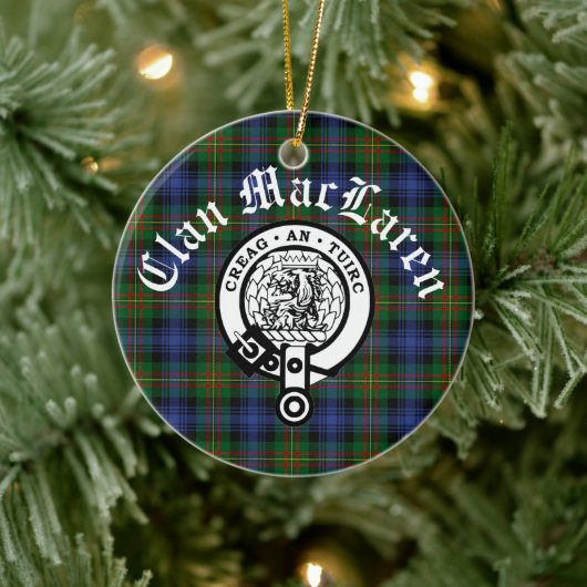 Clan MacLaren Wappen Abzeichen & Tartan Anpassbar Keramik Ornament (Baum)