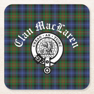 Clan MacLaren Wappen Abzeichen & Tartan Anpassbar Rechteckiger Pappuntersetzer