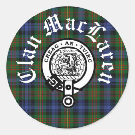 Clan MacLaren Wappen Abzeichen & Tartan Runder Aufkleber