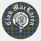 Clan MacLaren Wappen Abzeichen & Tartan Runder Aufkleber (Vorderseite)