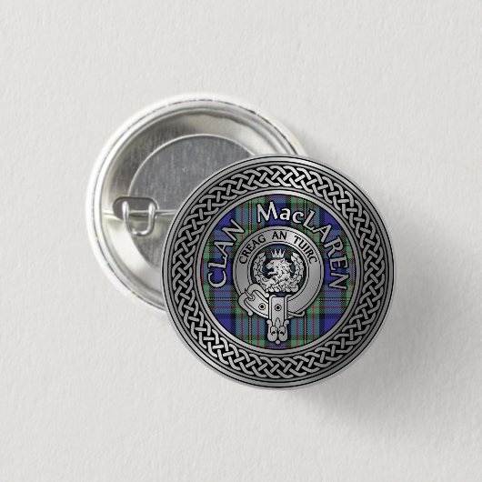 Clan MacLaren Wappen & Tartan Knot Button (Vorne & Hinten)