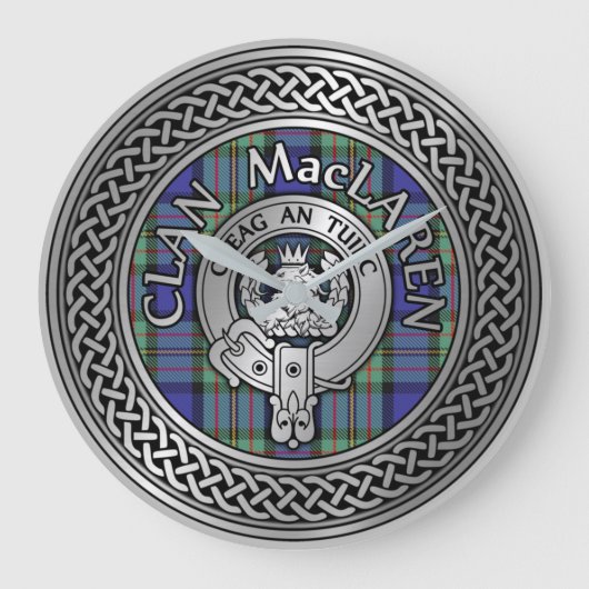 Clan MacLaren Wappen & Tartan Knot Große Wanduhr (Vorderseite)