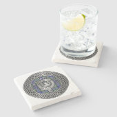 Clan MacLaren Wappen & Tartan Knot Steinuntersetzer (Seitenansicht)