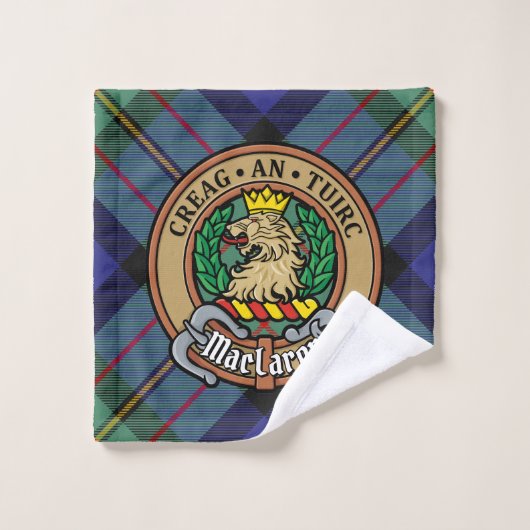 Clan MacLaren Wappen über Tartan Badhandtuch Set (Waschlappen)