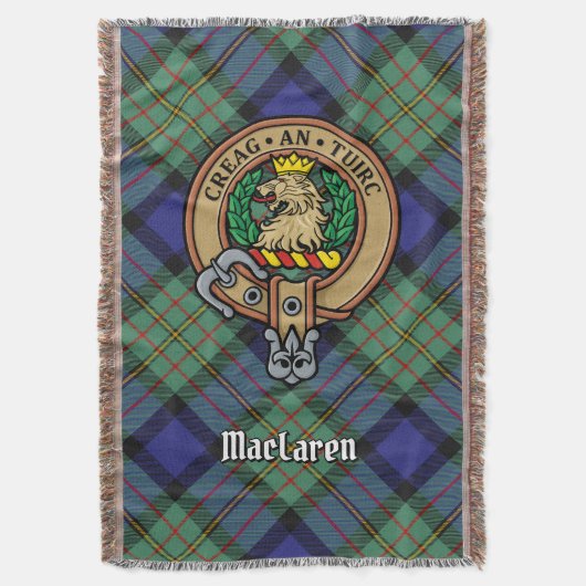 Clan MacLaren-Wappen über Tartan Decke (Vorderseite Vertikal)