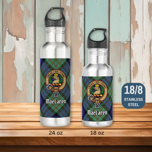 Clan MacLaren Wappen über Tartan Edelstahlflasche