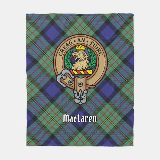 Clan MacLaren Wappen über Tartan Fleecedecke (Vorderseite)
