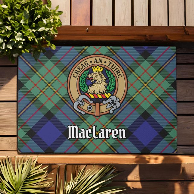 Clan MacLaren Wappen über Tartan Fußmatte (Von Creator hochgeladen)