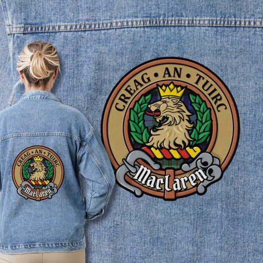 Clan MacLaren Wappen über Tartan Jeansjacke