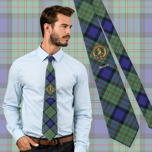 Clan MacLaren Wappen über Tartan Krawatte