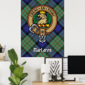 Clan MacLaren Wappen über Tartan Poster (Heimbüro)