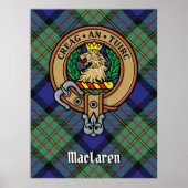 Clan MacLaren Wappen über Tartan Poster (Vorne)