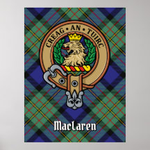 Clan MacLaren Wappen über Tartan