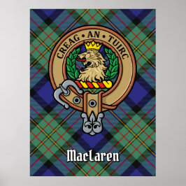 Clan MacLaren Wappen über Tartan Poster