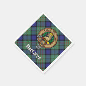 Clan MacLaren Wappen über Tartan Serviette (Ecke)