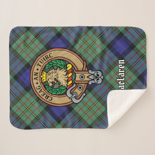 Clan MacLaren Wappen über Tartan Sherpadecke (Vorderseite (Horizontal))