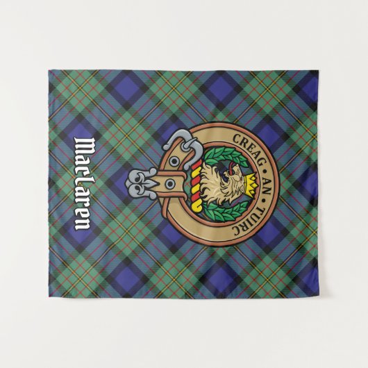 Clan MacLaren Wappen über Tartan Wandteppich (Vorderseite (Horizontal))