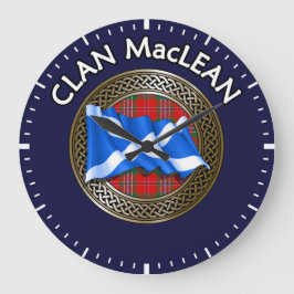 Clan MacLean Tartan Knot & Flag Große Wanduhr