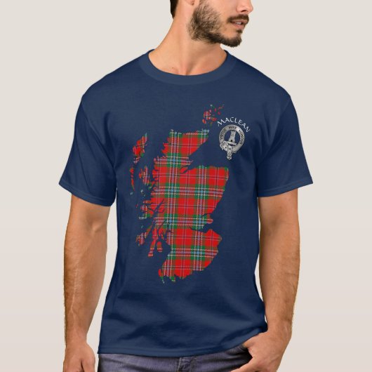 Clan MacLean Tartan Map & Wappen T-Shirt (Vorderseite)