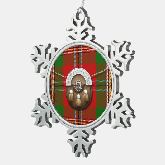 Clan MacLean von Duart Tartan und Sporran Schneeflocken Zinn-Ornament (Rechts)