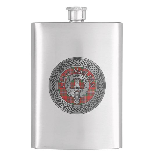 Clan MacLean Wappen & Tartan Knot Flask Flachmann (Vorderseite)