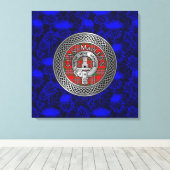 Clan MacLean Wappen & Tartan Knot on Thistle Leinwanddruck (Insitu (Holzboden))