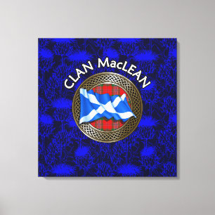 Clan MacLean Wappen & Tartan Knot on Thistle Leinwanddruck