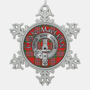 Clan MacLean Wappen & Tartan Schneeflocken Zinn-Ornament
