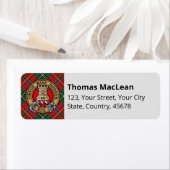 Clan MacLean Wappen über Tartan (Insitu)