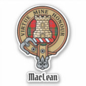 Clan MacLean Wappen über Tartan Aufkleber (Vorderseite)