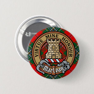 Clan MacLean Wappen über Tartan Button