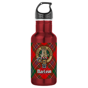 Clan MacLean-Wappen über Tartan Edelstahlflasche