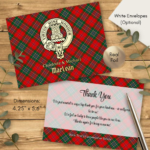 Clan MacLean-Wappen über Tartan Folie Einladungspostkarte