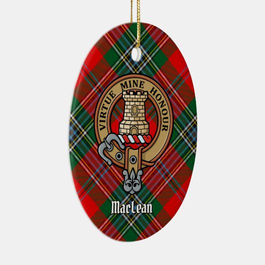 Clan MacLean Wappen über Tartan Keramik Ornament (Rechts)