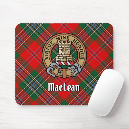 Clan MacLean Wappen über Tartan Mousepad (Mit Mouse)