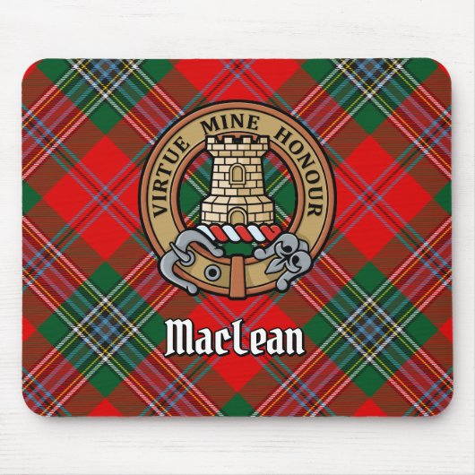Clan MacLean Wappen über Tartan Mousepad (Vorne)