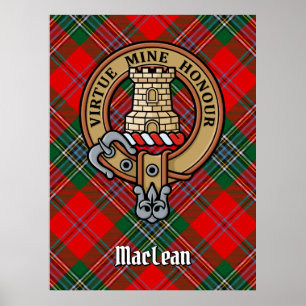 Clan MacLean Wappen über Tartan Poster