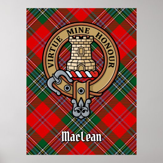 Clan MacLean Wappen über Tartan Poster (Vorne)
