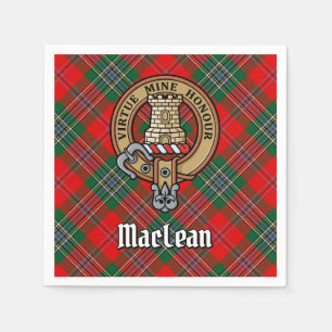 Clan MacLean Wappen über Tartan Serviette