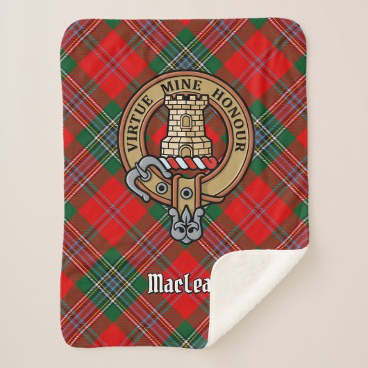 Clan MacLean Wappen über Tartan Sherpadecke (Vorderseite)