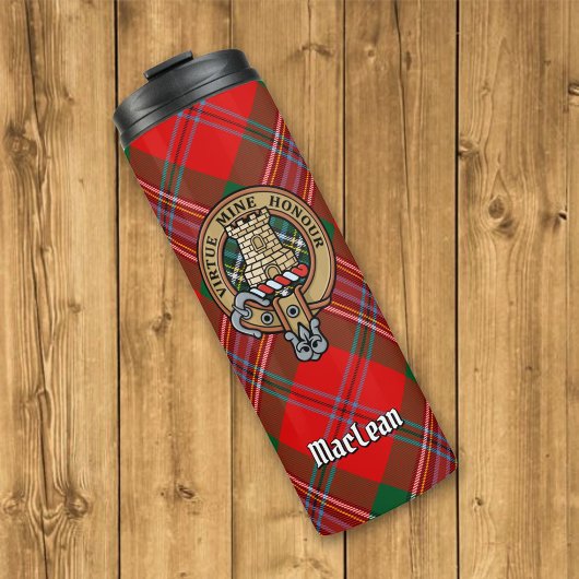 Clan MacLean Wappen über Tartan Thermosbecher