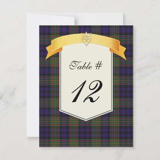Clan MacLellan Tartan Kariert Wedding Tischnummer (Rückseite)